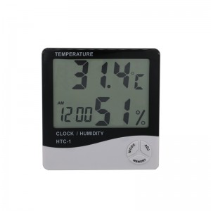 Otthoni irodai autós hőmérséklet páratartalom mérő idő kijelző és beépített óra nagy LCD kijelzővel hőmérővel
