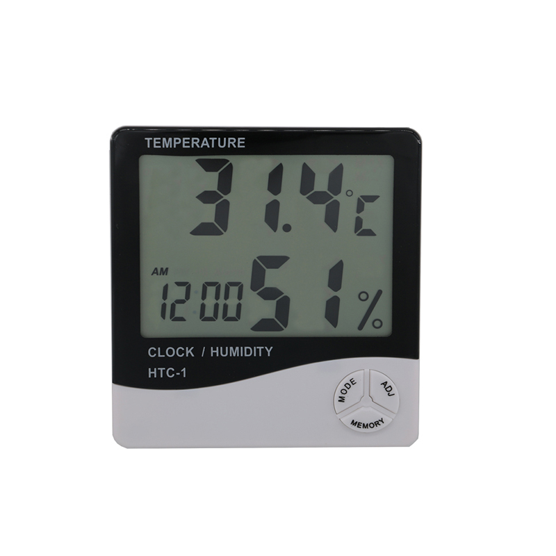 Otthoni irodai autós hőmérséklet páratartalom mérő idő kijelző és beépített óra nagy LCD kijelzővel hőmérővel