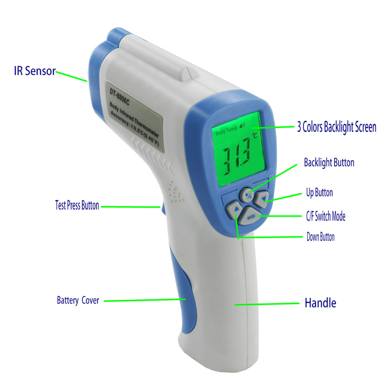 Érintés nélküli digitális infravörös hőmérő Testhőmérséklet teszt Szállító hőmérője Pice