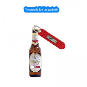 Széles használatú kis képernyő, amely a digitális élelmiszer-hőmérőt sör palacknyitóval mutatja