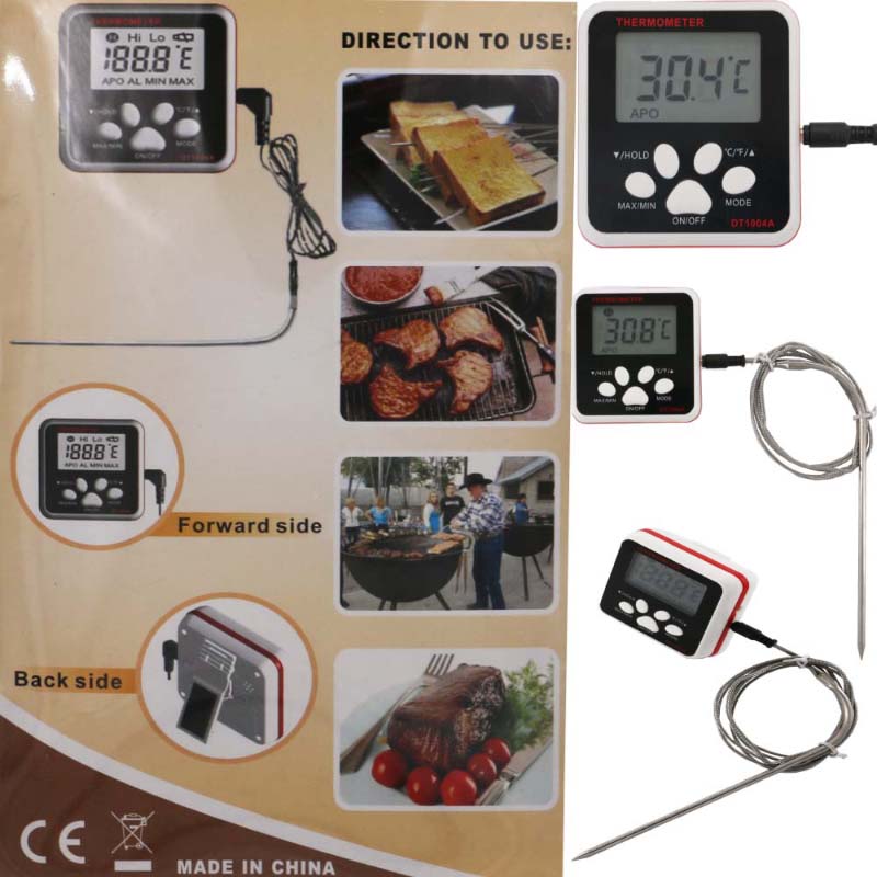 Pontos, nagy teljesítményű digitális húst BBQ Grill hőmérő szondával